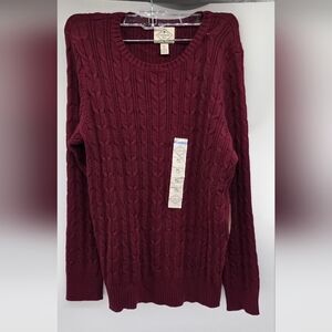 St. John's Bay Women's  Burgundy Cable Knit Crew neck Sweater. Size PL